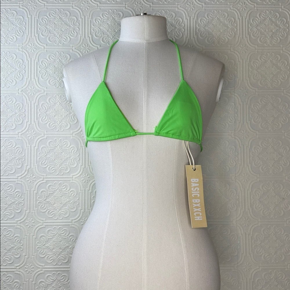 BASICBXXCH Swimwear | Green Triangular String Bikini Top, Size S, NWT